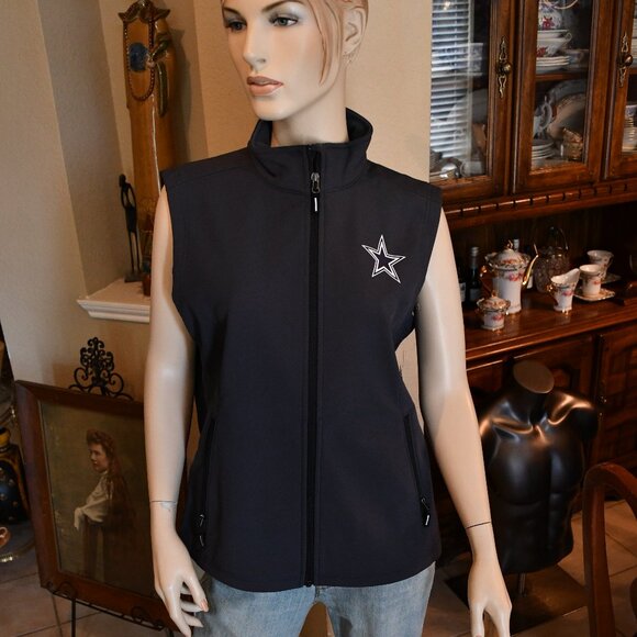 Dallas Cowboys Women's Dark Gray Full Zip Vest Sizes XS-3XL NWT - Picture 1 of 9